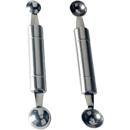 Dobbelt-hoved Melon Baller i Rustfrit Stål (sølv) (2 stk)
