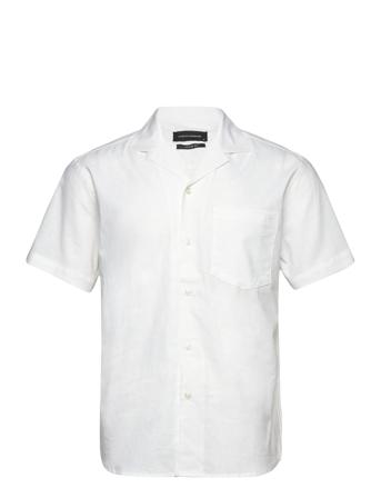 Bowling Cotton Linen Shirt S/S Tops Shirts Short-sleeved White Clean Cut Copenhagen