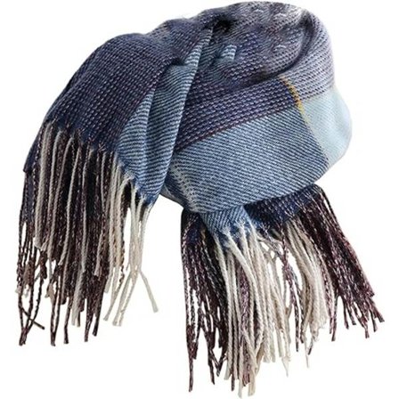Dame Imitation Cashmere Sjal - Vinter Lang Blød Varmt Tartan Tassel Sjal Sjal til Damer, Tassel Sjal Sjal Gaver til Kvinder (Mørkeblå Lilla)