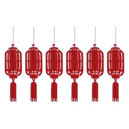 6 stk Kinesisk nytår Traditionelle Hængende Pynt Forårsfest Hængende Dekoration Ikke-vævet stof til indkøbscenter Hjem Lanterne