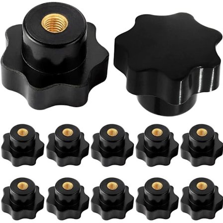 M6 Tähtikahvat, M6 Naaraskierteinen Uritettu Kiristyskahva, Koneiden Työstökoneille, Musta Muovi, 10 Kpl