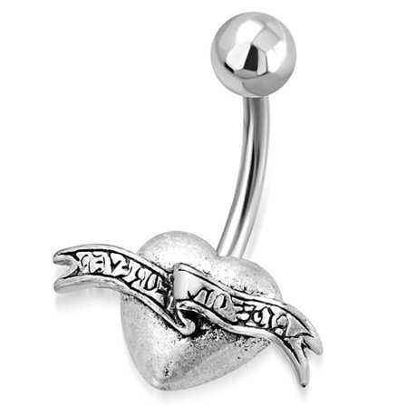 Navelpiercing Navel Piercing i Kirurgiskt Stål 316L i Silver Färg - Hjärta i Antik Stil