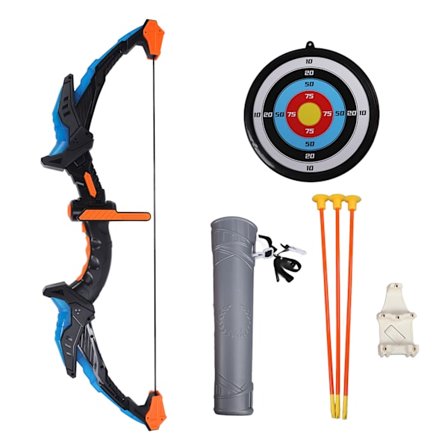 Leksakspilbåge med sugpropp för barn med cool belysning förbättrar koordinationen Utomhus Bågskytte Leksaksset Blå för barn