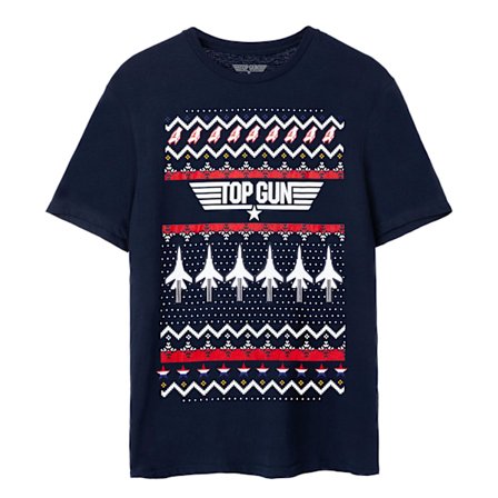 Top Gun Fair Isle Jul T-shirt L Marinblå