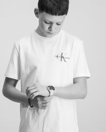Calvin Klein CHEST MONOLOGO SS T-SHIRT Biały T-shirty Chłopiec - Kids Brand Store
