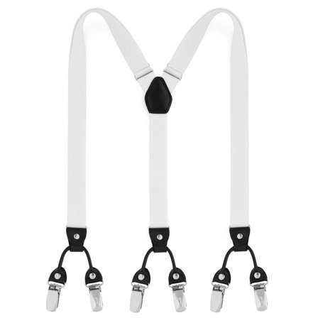 Wąskie białe szelki dla mężczyzn - Szelki na klipsy