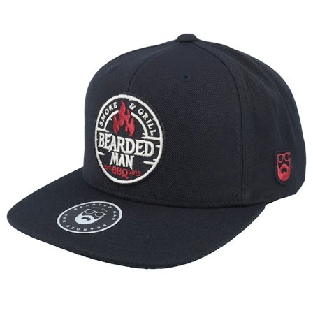 Bearded Man - Schwarz Snapback Cap - Smoke Grill Bbq Logo Blk Black Snapback @ Hatstore