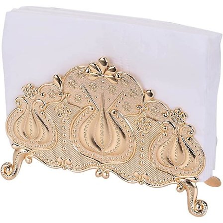 Vintage servetthållare i form av en tulpan i metall för hem, hotell, restaurang, kontor, café, guld