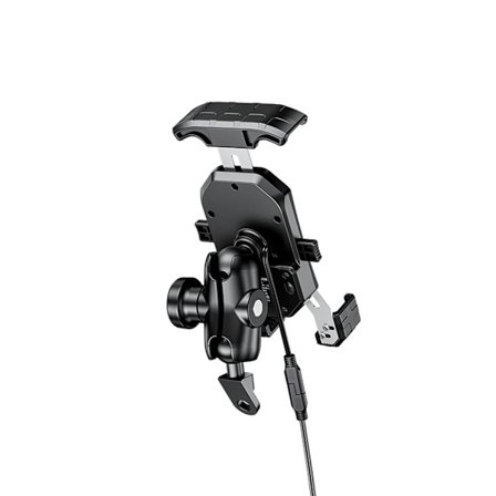 12V Motorcykel Backspegel 15W Trådlös Laddare + Typ C PD 18W Snabbladdning Telefonhållare Ställ för 3.5-6.5" telefon