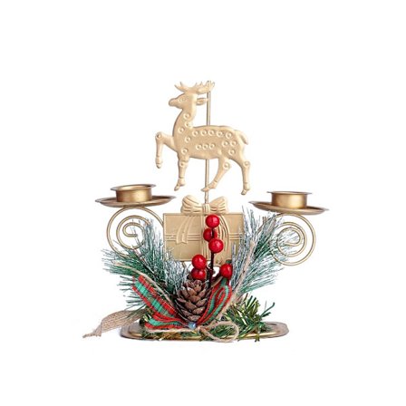 Jul Guld Järn Ljusstake Julbordsdekoration Tallkottar Bär Ljusstake för Fest