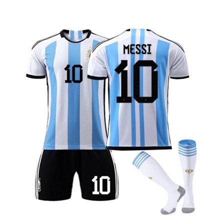 2023 3-delad Argentina fotbollströjor Set Fotbollskläder nr 10 Messi