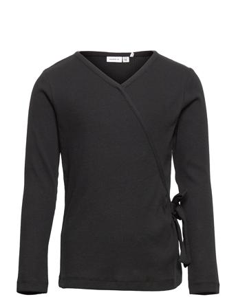 Nkfonuaia Ls Slim Wrap Top T-shirts Long-sleeved T-shirts Musta Name It