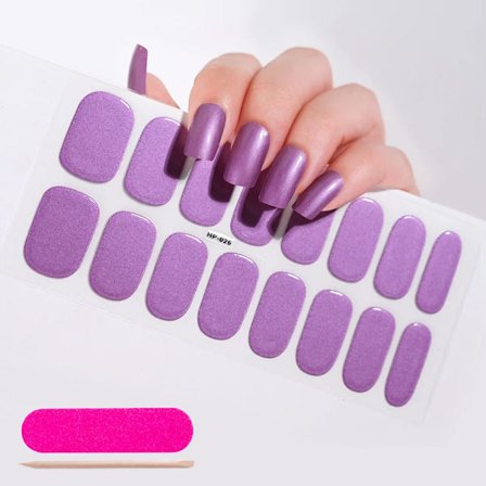 16 Tips Semi-Härdade Gel Nagelstickers Ren Färg UV/LED Lampa Gel Nagellack Wraps Långvarig Full Täckning Gel Sticker Nageldekoration##