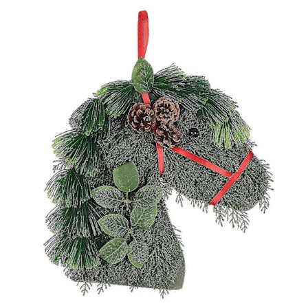 Huvudkrans med hästhuvud, konstgjord gren, lövkrans för ytterdörr, säsongsbetonad handgjord krans för väggdörr, julkrans för hem, utomhus, trädgård