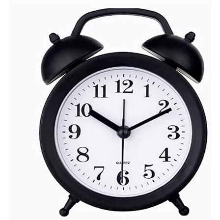 Barn Väckarklocka Dubbel Klocka Klassisk Hem Simulering Mini Runt Bord Väckarklocka Barn Present Väckarklocka - Svart