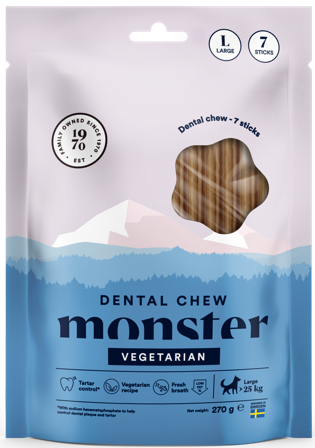 Monster Dog Dental Chew Vegan hammashoitoherkku, L, 7 kpl