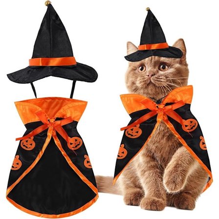 Kæledyrs Halloween Kappe - Kæledyrskostumer - Katte Troldmandskostume - Sjov Troldmand Katte Kostume - Søde Kæledyr