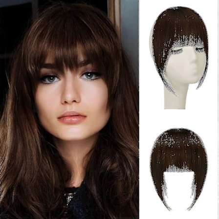 Clip In Pannelugg Ekte Hårforlengelser Fransk Pannelugg Flat Pen Pannelugg Clip Air Pannelugg (medium brun)_