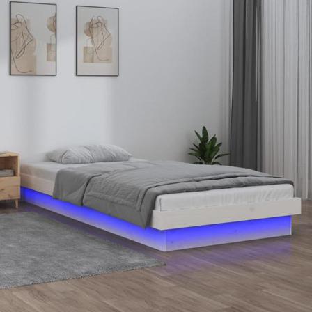 Vidaxl Sängram Led Vit 100x200 Cm Massivt Trä Vit
