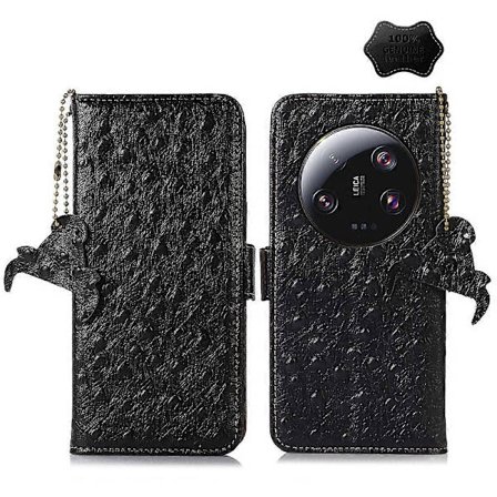 Kompatibel med Xiaomi 13 Ultra Läderfodral med struts-mönster och RFID