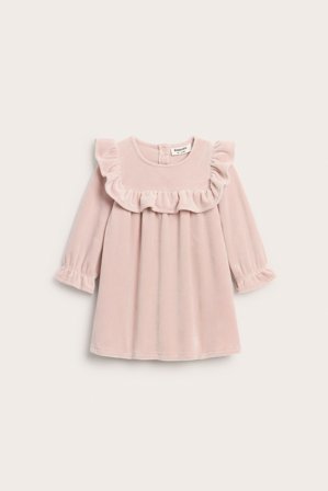 Kappahl | Velourklänning med volanger | Rosa