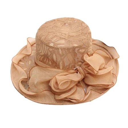 Kvinnelig Kirkehatt med Blonder og Sløyfe, Temperament, Foldbar, Flat Topp, Solhatt til Bryllup