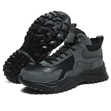 Nye Varme Mænd Vinterstøvler Med Pels Udendørs Støvler Sne Sneakers Bærbare Anti-Slip Vinter Mænds Høje Topp Støvler Vandtæt GRAY 44