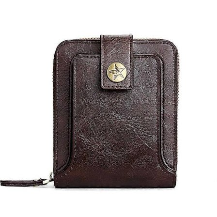 Vintage Miesten Lompakko Lyhyt Kukkaro Hasp Vetoketju Korttikotelo Kukkaro Yksivärinen PU Nahka Korkealaatuinen Kestävä Lompakko Kätevä Miehille[HK]