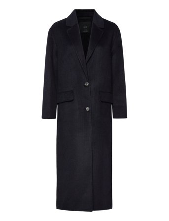 Mango Long Wool Coat - Navy - L