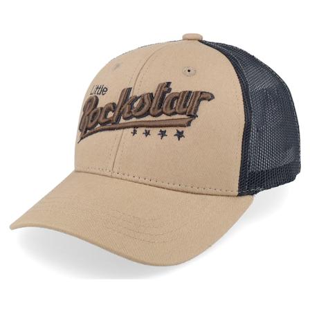 Kiddo Cap - Beige trucker Cap - Kids Little Rockstar Caramel/Black Trucker @ Hatstore
