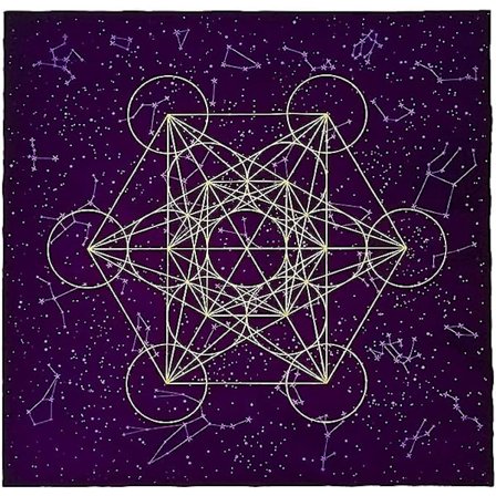Painettu Purppuranvärinen Sametti Tarot-Pöytäliina - Pyhä Geometria - Tar