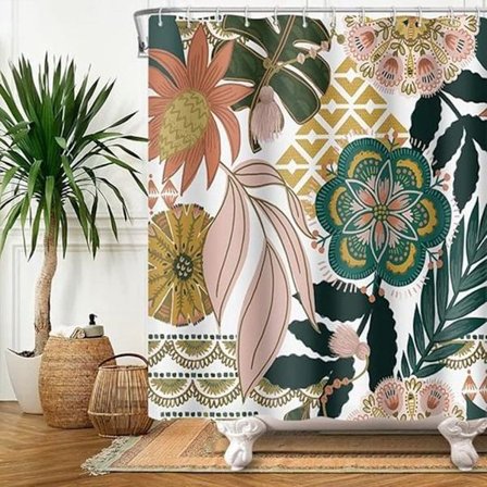 Suihkuverho - Boheemi tyyli - 180*180 cm - muovikoukuilla