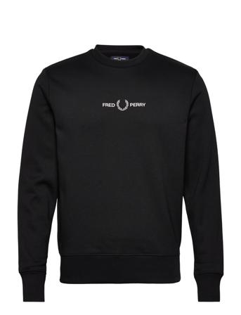 Embroid Sweatshirt Svetari Collegepaita Musta Fred Perry