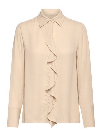 Reg Crepe Viscose Ruffle Blouse Tops Shirts Long-sleeved Beige GANT