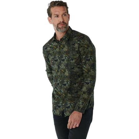No Excess, Shirt stretch allover printed Groen, Heren, Maat:L