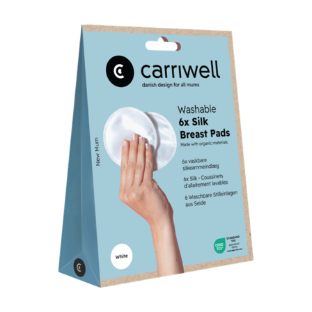 Carriwell Washable Silk Breast Pads, Onesize, hvit, 6 stk.