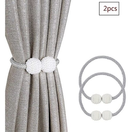 Magnetiske gardinholdere 4 stk. perlebold gardinklips reb, gardinholder spænder, gardinbånd til dekoration af stue, kontor og b