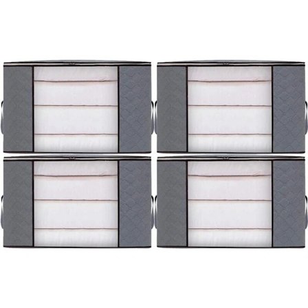 4 stk. Store Tøjopbevaringsposer Foldbare Flyttekasser Dynebetræk til Tæppe Legetøj Tøj