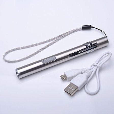 LED USB Penlight Mini Diagnostisk Medicinsk Penlygte, Stainl