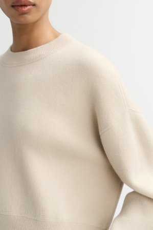 Soft Goat - Double faced crewneck - Women cashmere sweater - L - Chalk