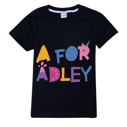 Lasten A for Adley Print -treeniasusetti Pojat Tytöt Collegepaita -a black t-shirt 130/6-7 years