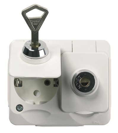 Schneider Electric Aqua Stark PV Vägguttag 2-vägs, lås, Strömbrytare & vägguttag