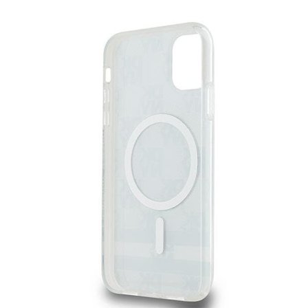 DKNY IML Checkered Mono Pattern & Printed Stripes MagSafe-fodral för iPhone 11 / Xr - Svart