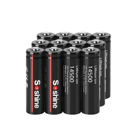 Soshine 14500 AA Li-ion batteri 3,7V 900mAh uppladdningsbart batteri Litiumbatterier 1000 gånger för LED-ficklampa Leksaker Miniräknare