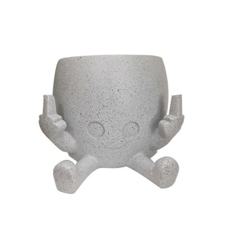 Hymyilevä kukkaruukku, jossa on keskisormet pystyssä, ainutlaatuiset söpöt kukkaruukut mehikasveille