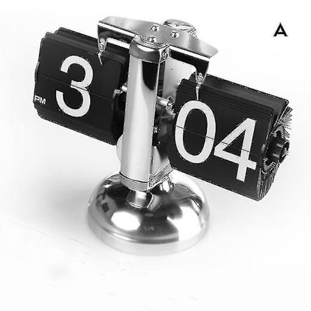 Kontorsklocka Digital Mekanisk Automatisk Flipp Ner Sida Bordsklocka Kreativ Vintage Hem(A)