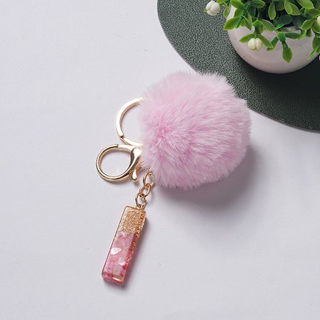 e Nøglering Pink Pompom Kugle Nøglering med 26 Bogstaver Resin Nøgleringe