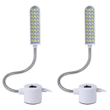 30 LED Symaskinlampe med Magnetisk Base og Fleksibel Svanenhals, Bærbar Arbeidslampe 2-pakning EU-versjon 0627