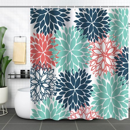 3D digitaltryckt duschdraperi med 12 krokar, 7 färger