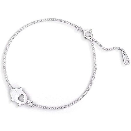 Sød Gris Armbånd Til Kvinder Piger Sterlingsølv Delikat Mat Porket Hul